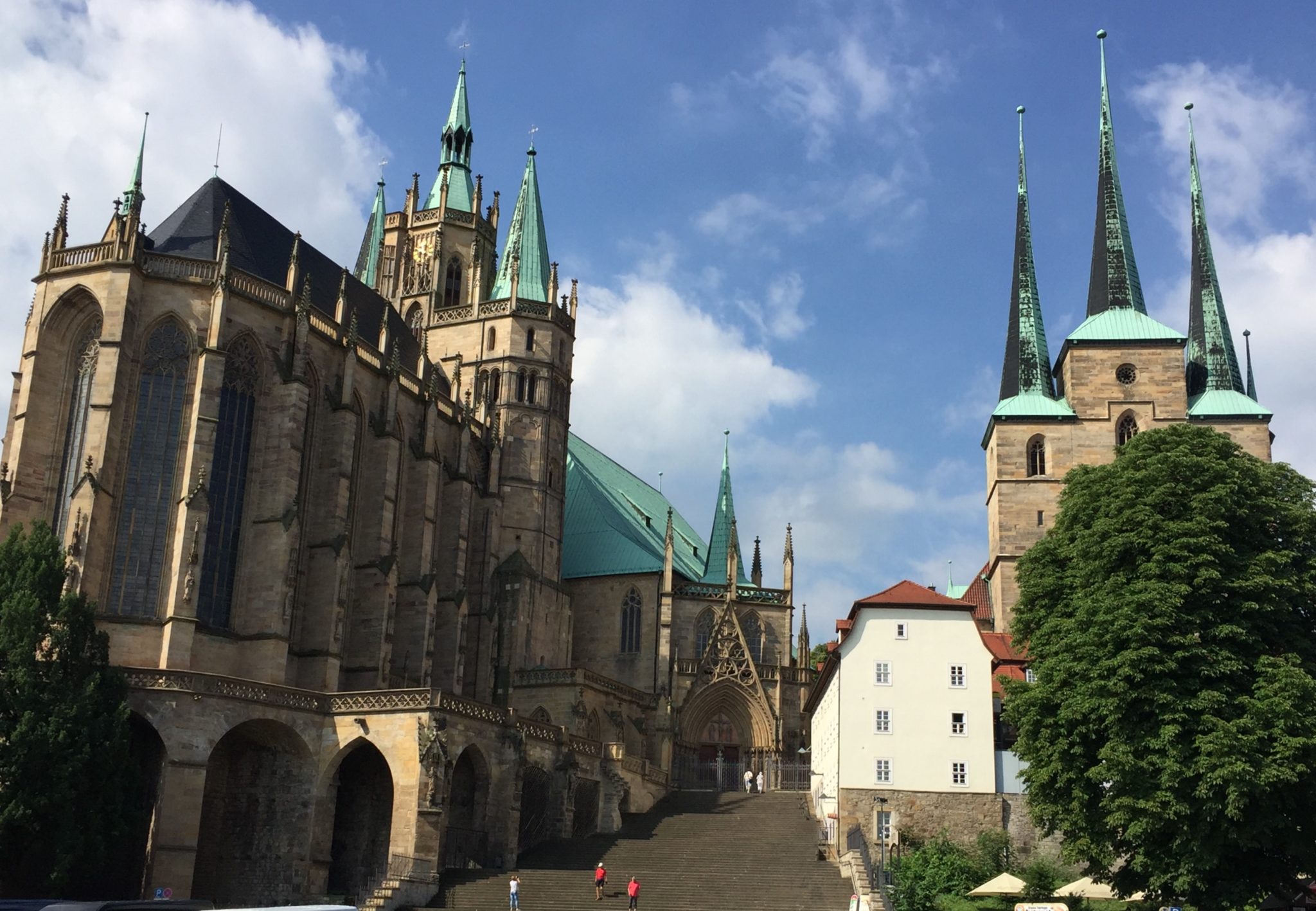 St. Mary’s Cathedral (left, where Luther was ordained as a priest) and St. Severus’s Church (right, where Luther preached), Erfurt