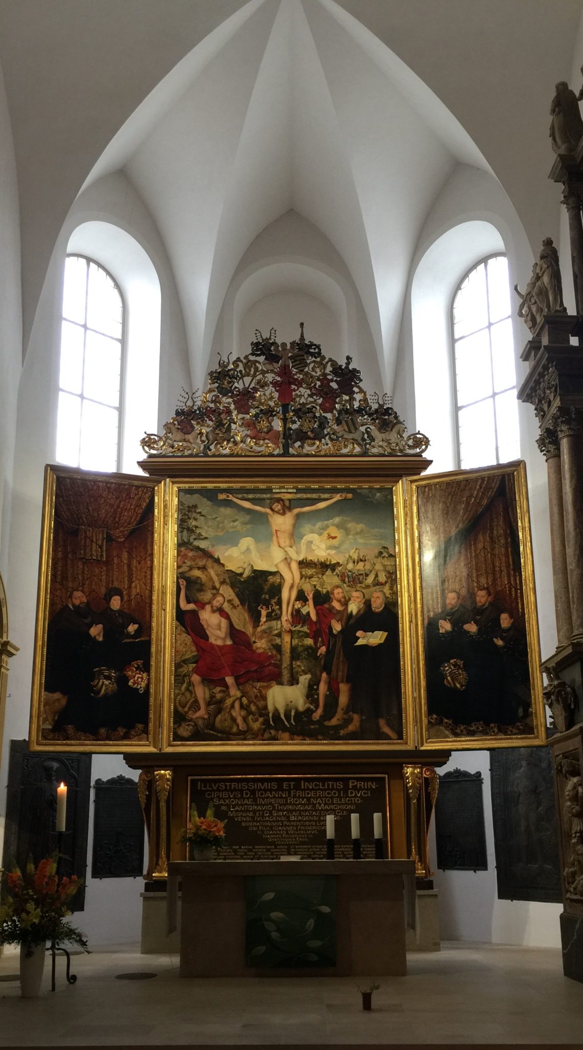 Weimar Altarpiece by Cranach the Elder and his son Lucas Cranach (expresses Luther’s theology of the purifying blood of Christ Jesus, see I John1 7